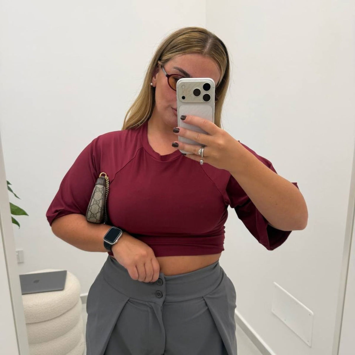 Maglia Crop Bordeaux