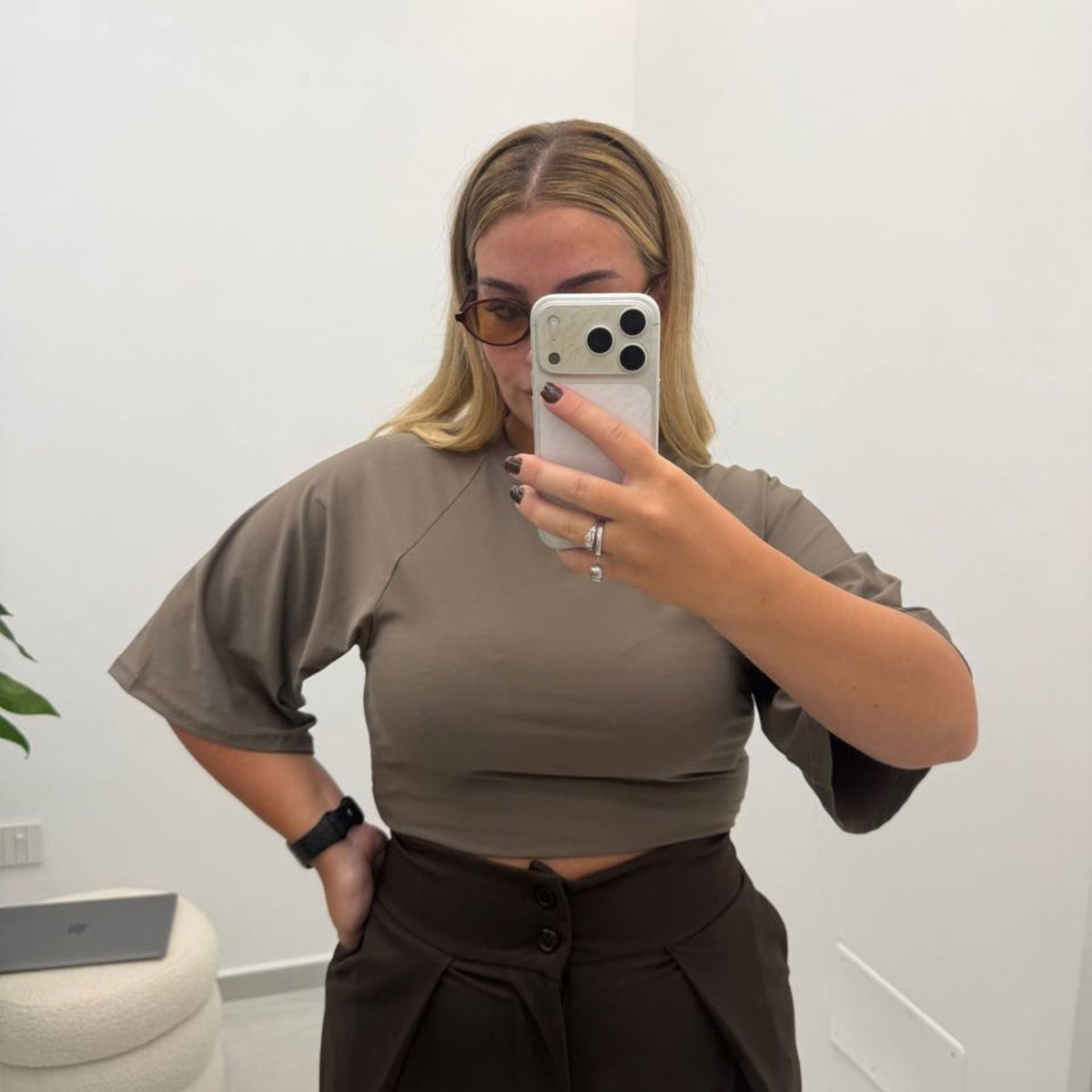 Maglia Crop Khaki