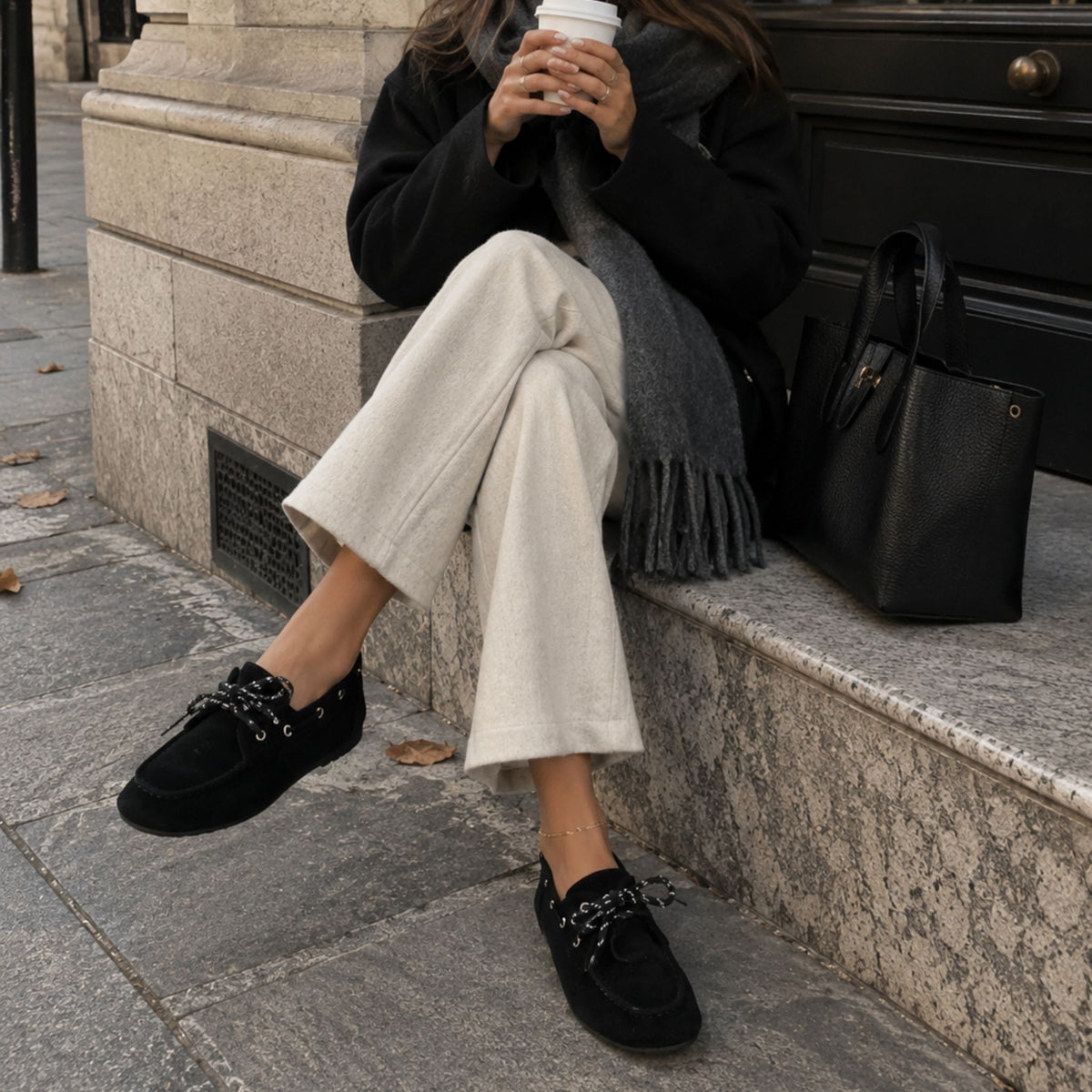 Mocassino in camoscio nero
