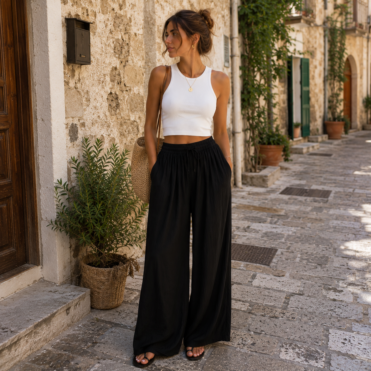 Pantalone in raso Nero