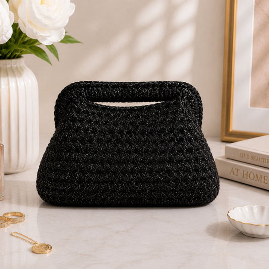 Clutch Nera Lurex 20CM - Realizzata a mano