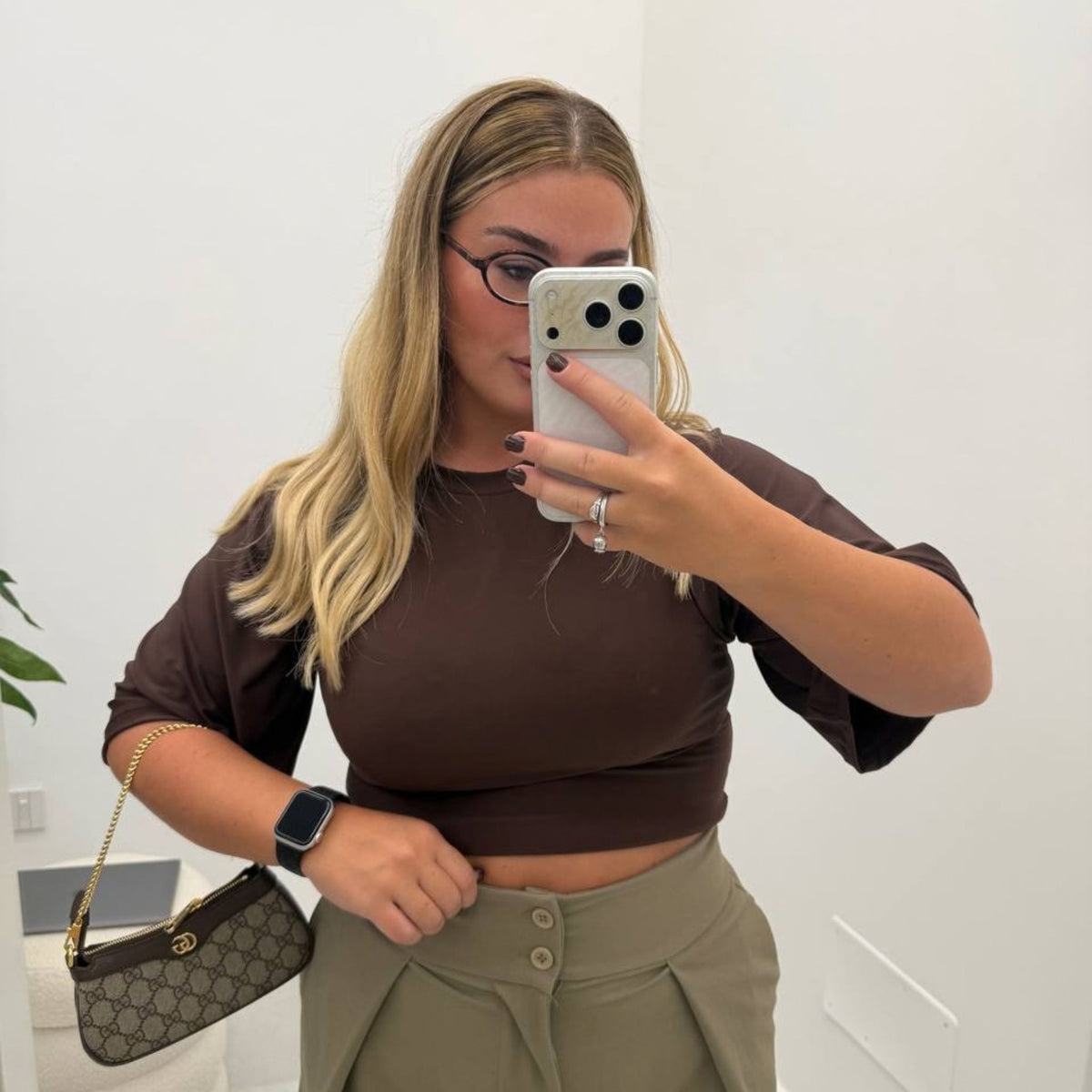 Maglia Crop Marrone