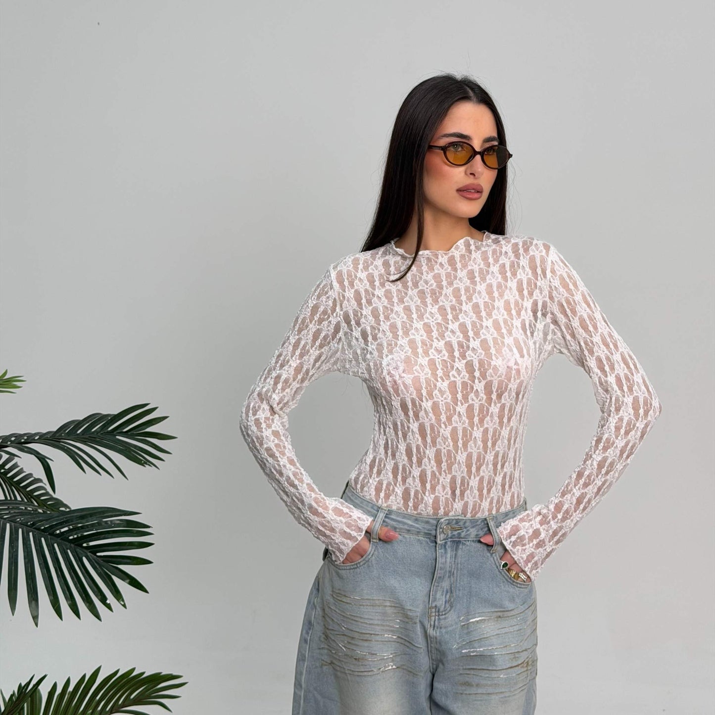 Maglia in pizzo White
