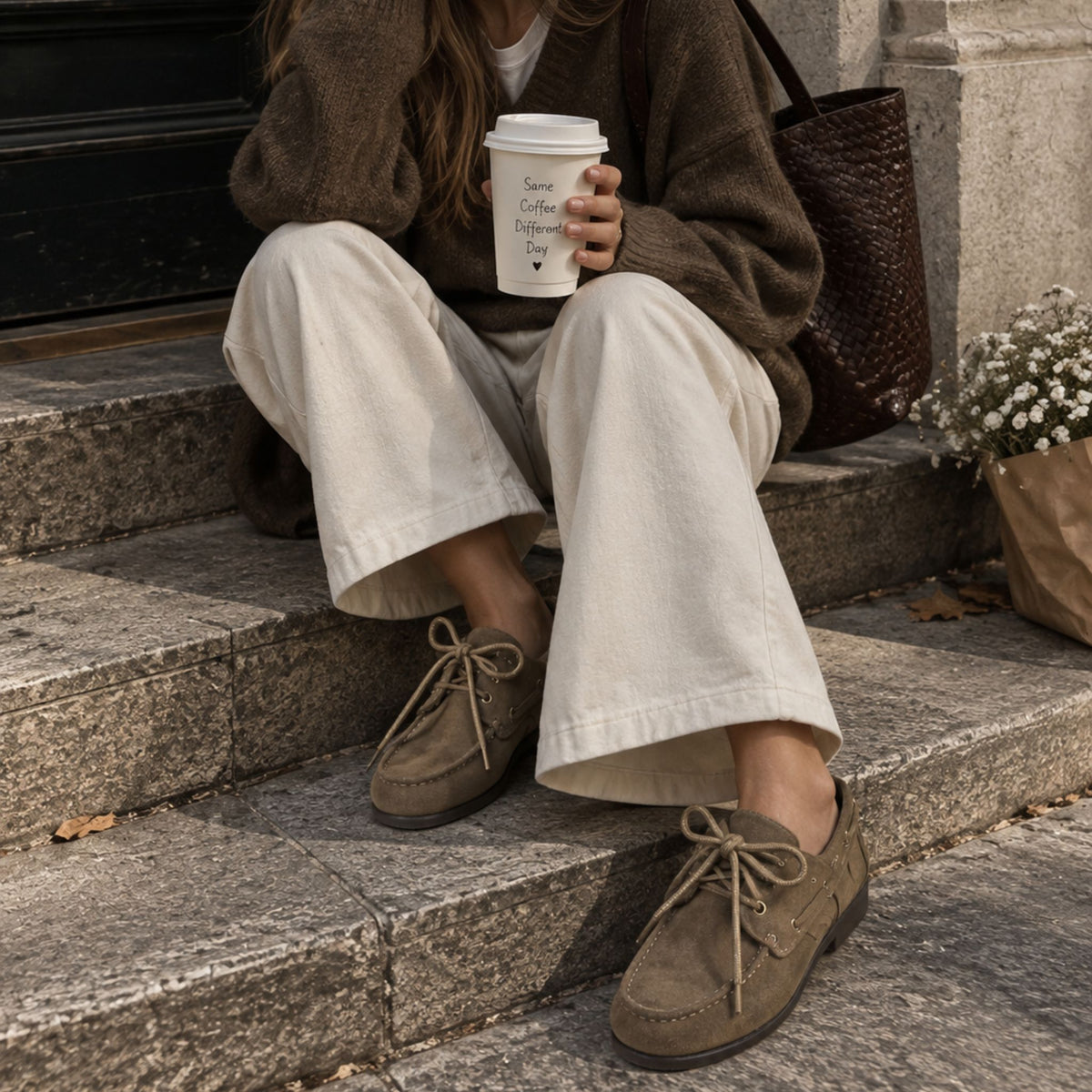 Mocassino in camoscio beige
