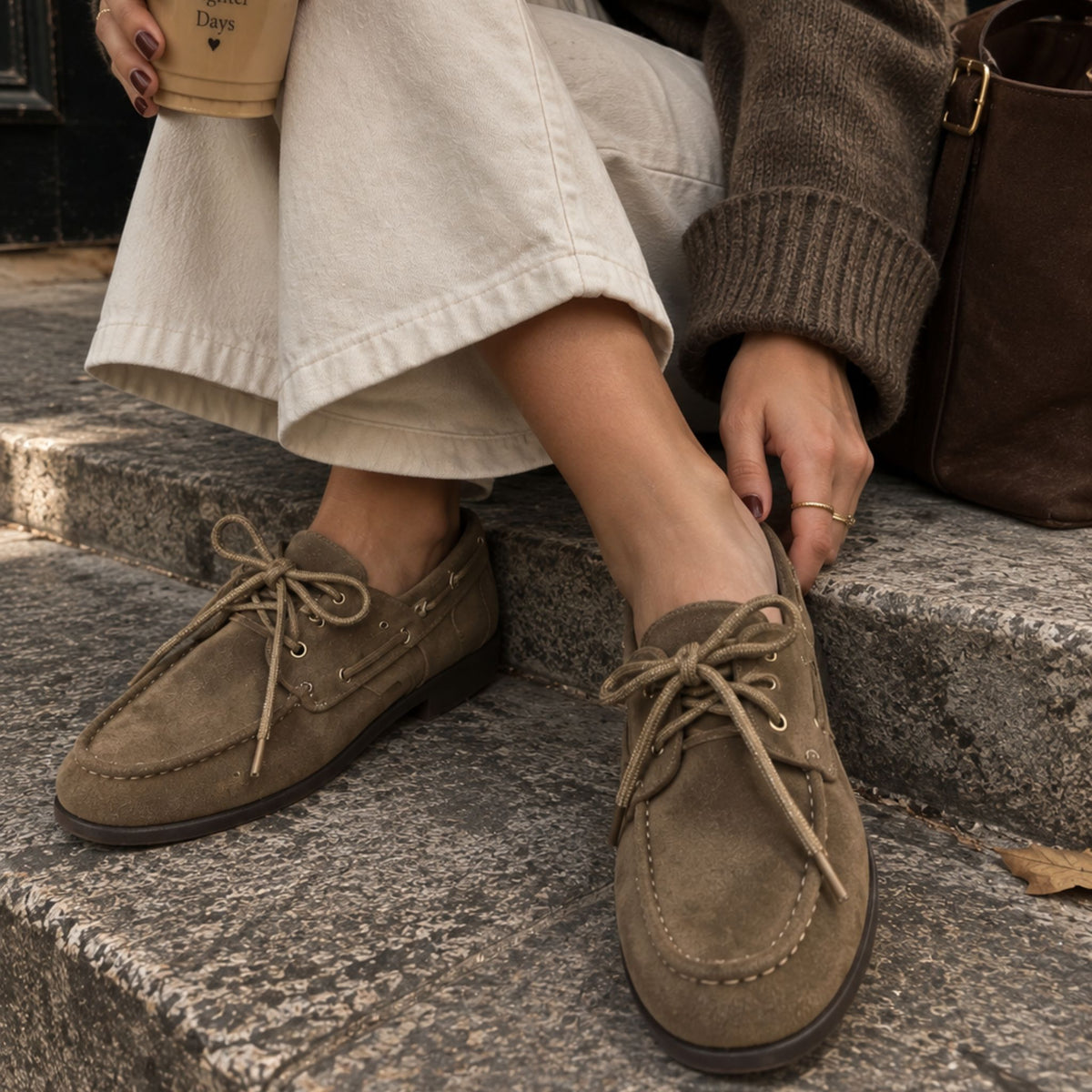 Mocassino in camoscio beige