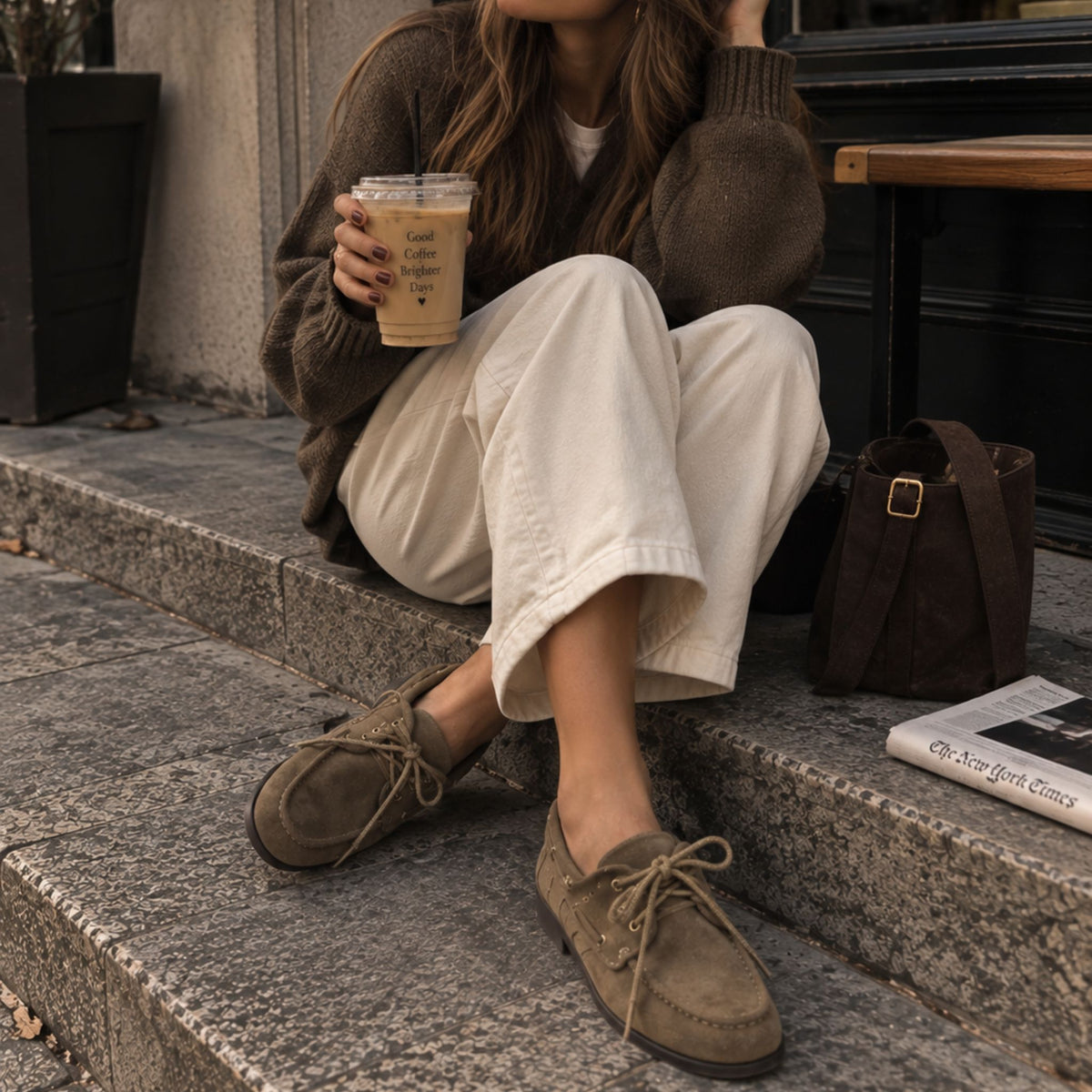 Mocassino in camoscio beige