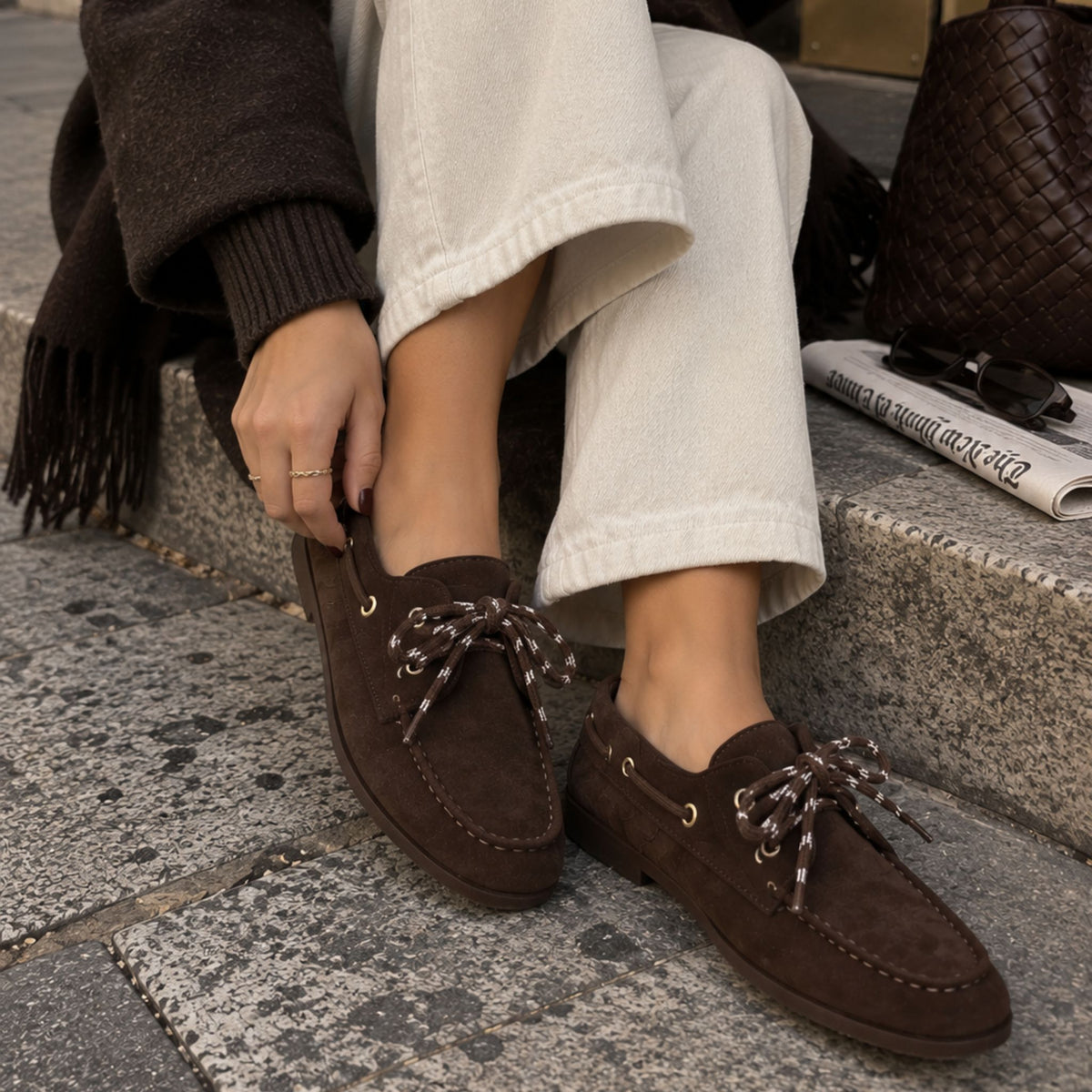 Mocassino in camoscio marrone