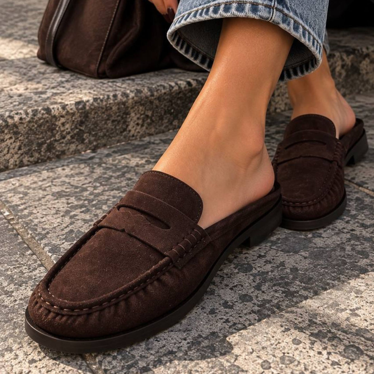 Mocassino in camoscio marrone