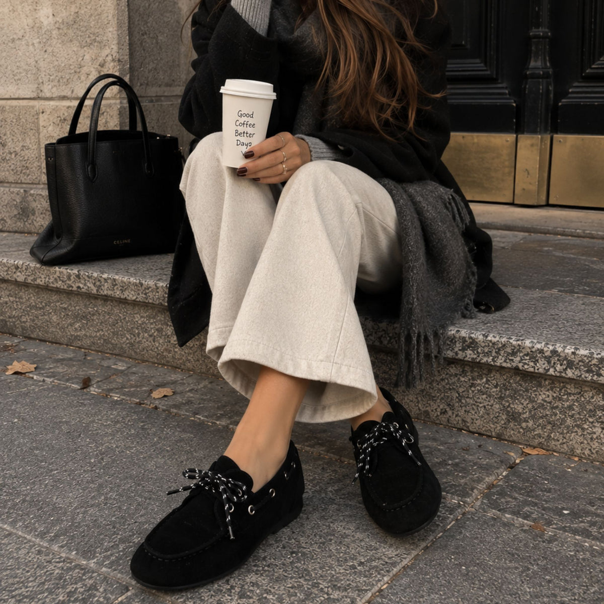 Mocassino in camoscio nero