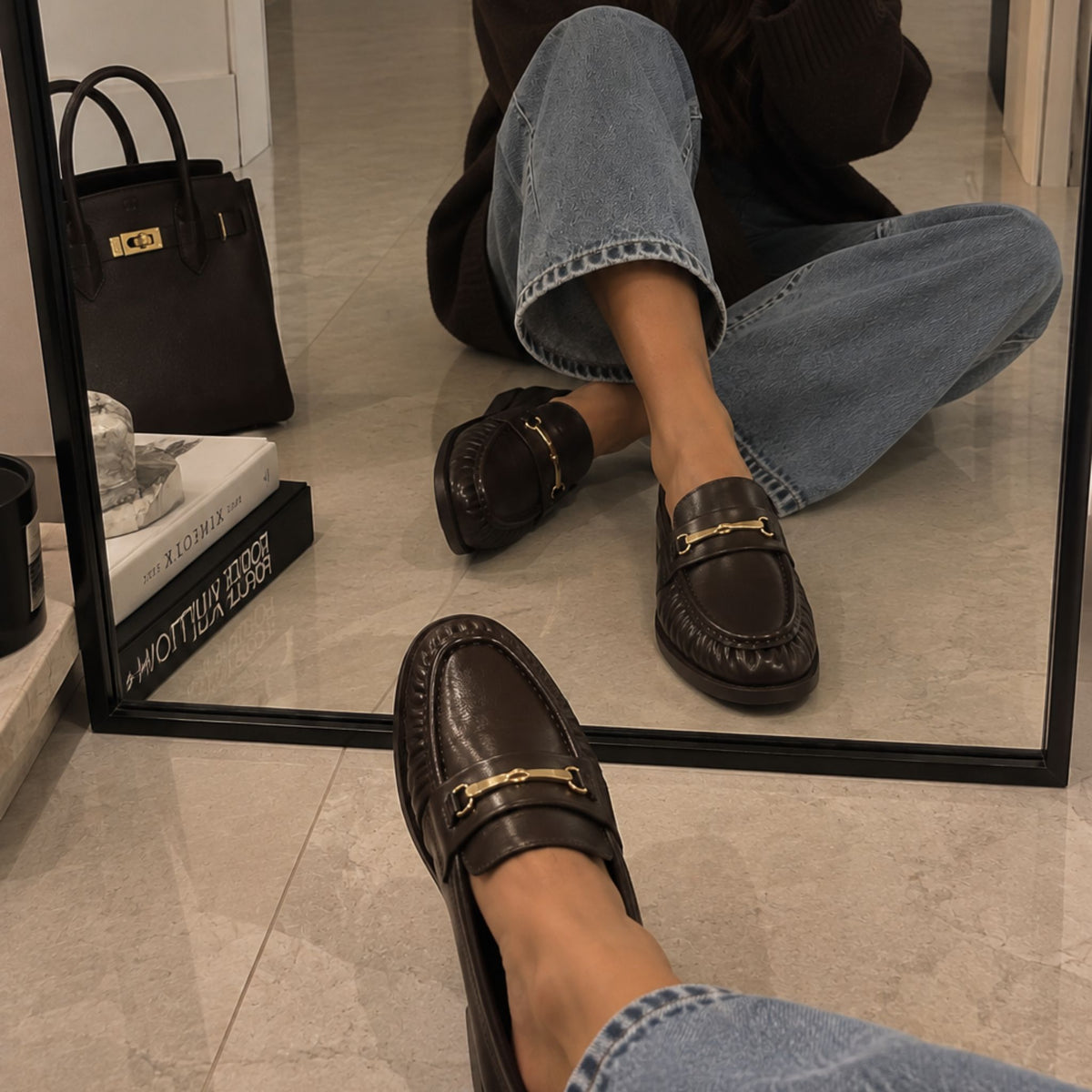 Mocassino in pelle marrone