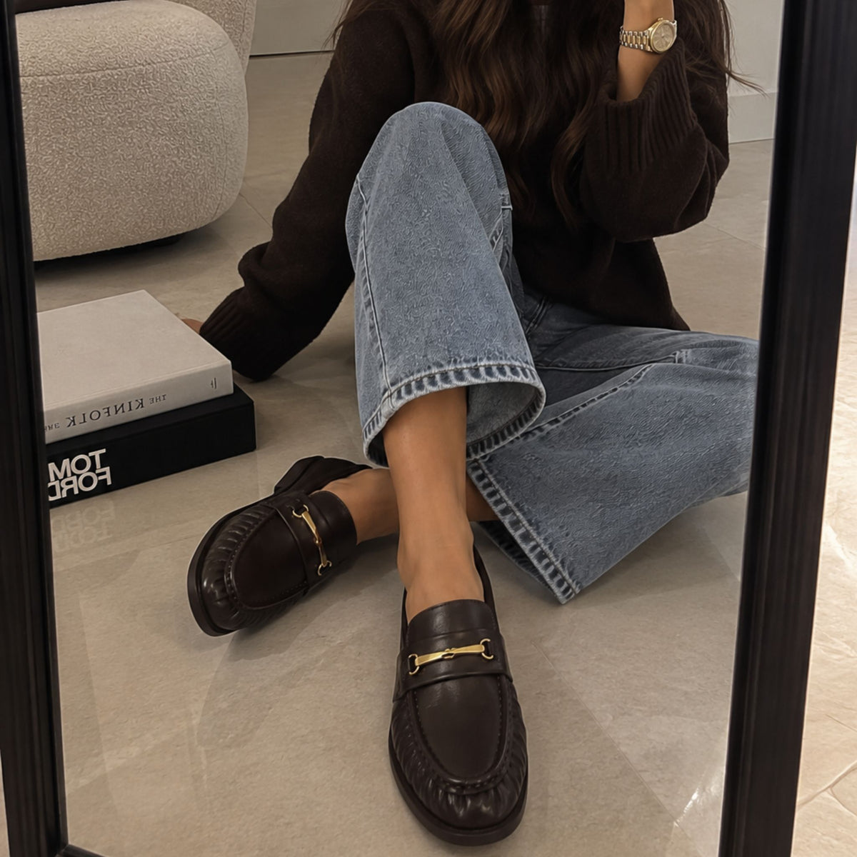 Mocassino in pelle marrone