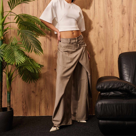 Pantalone balloon beige