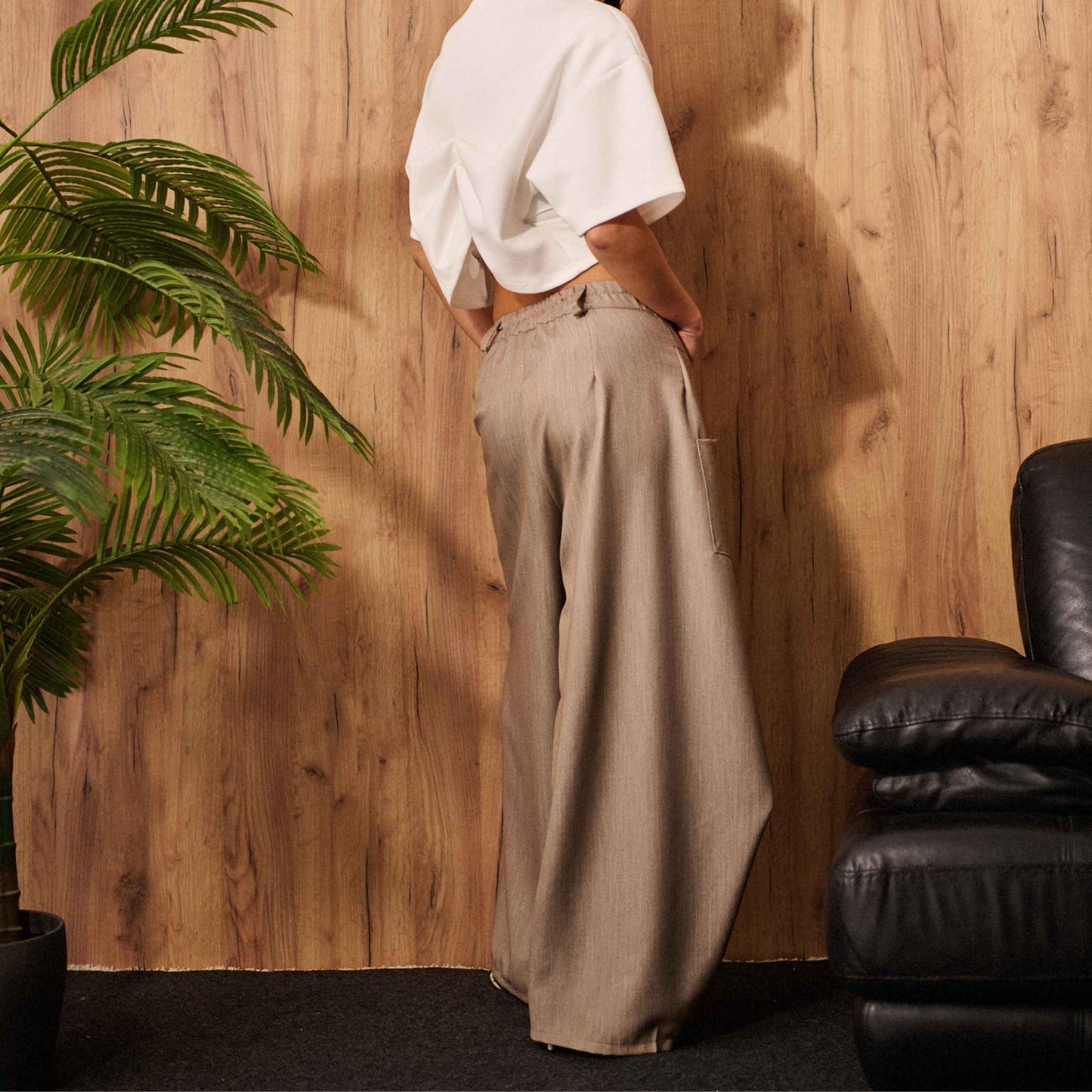 Pantalone balloon beige