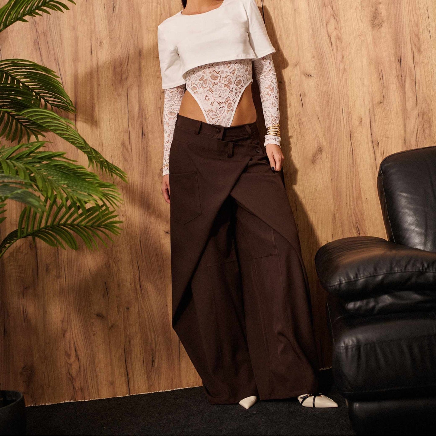 Pantalone balloon marrone