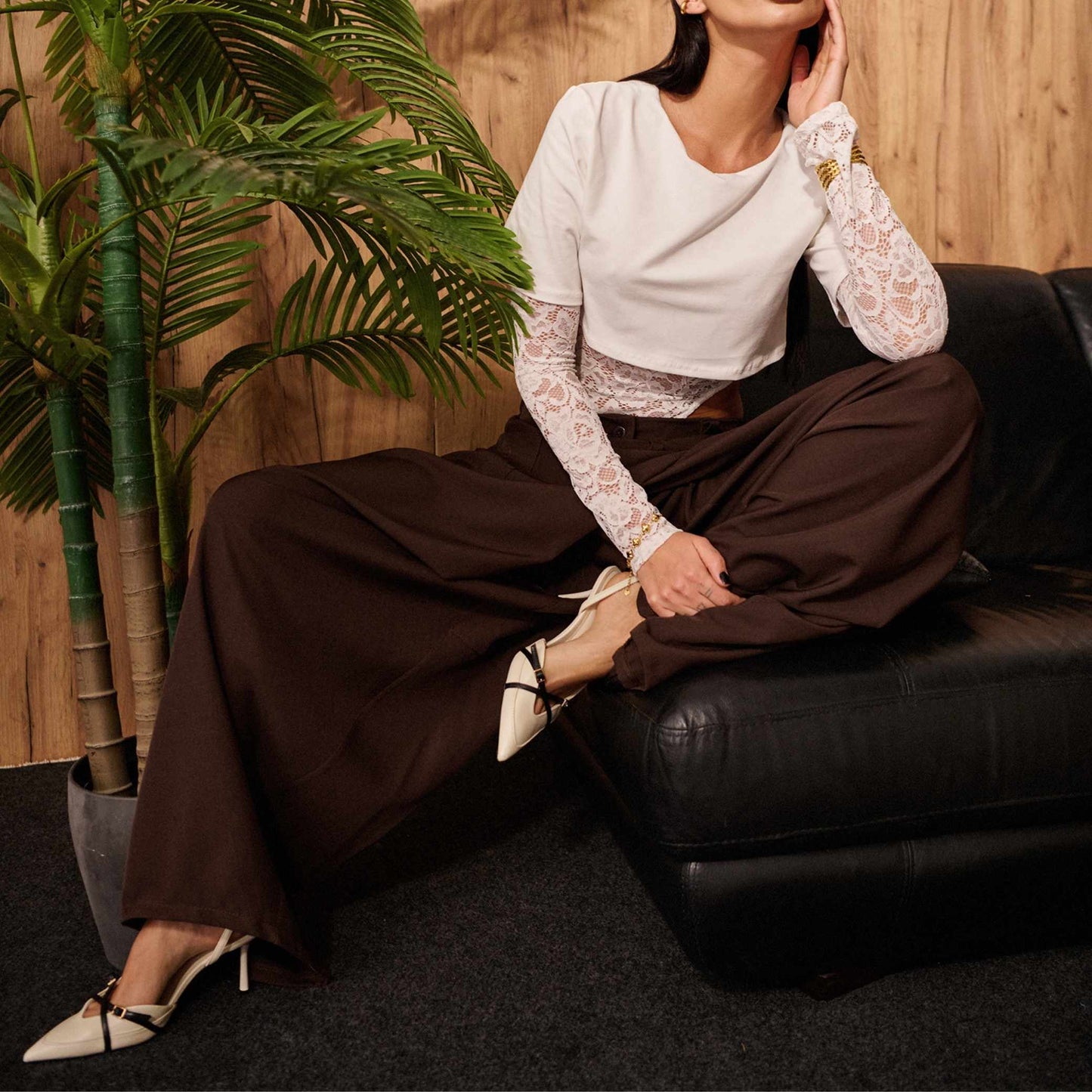 Pantalone balloon marrone