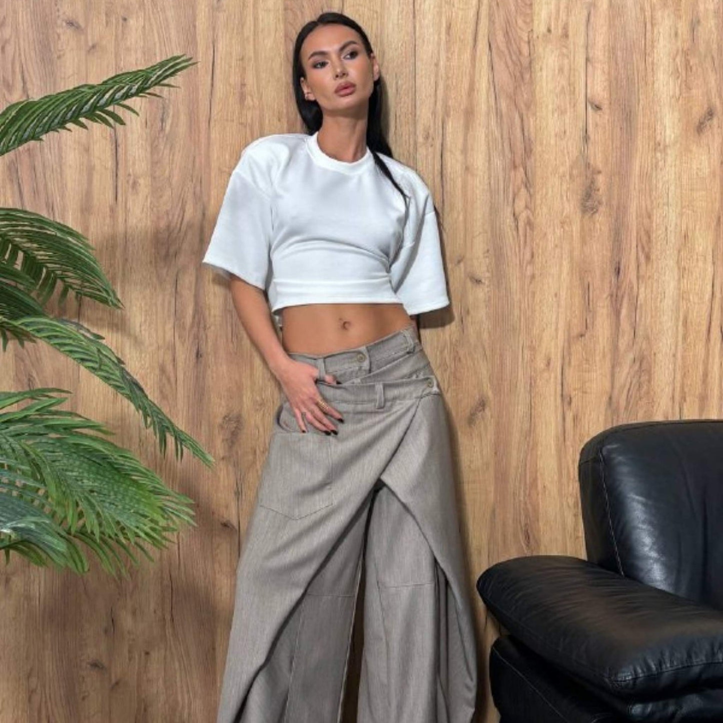 Pantalone balloon beige