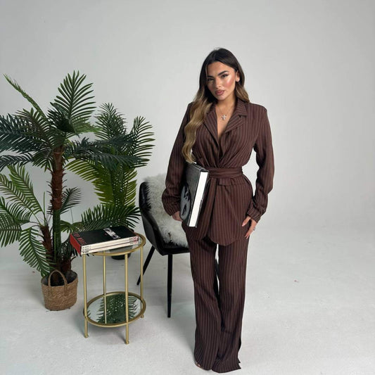 Tailleur Gessato marrone