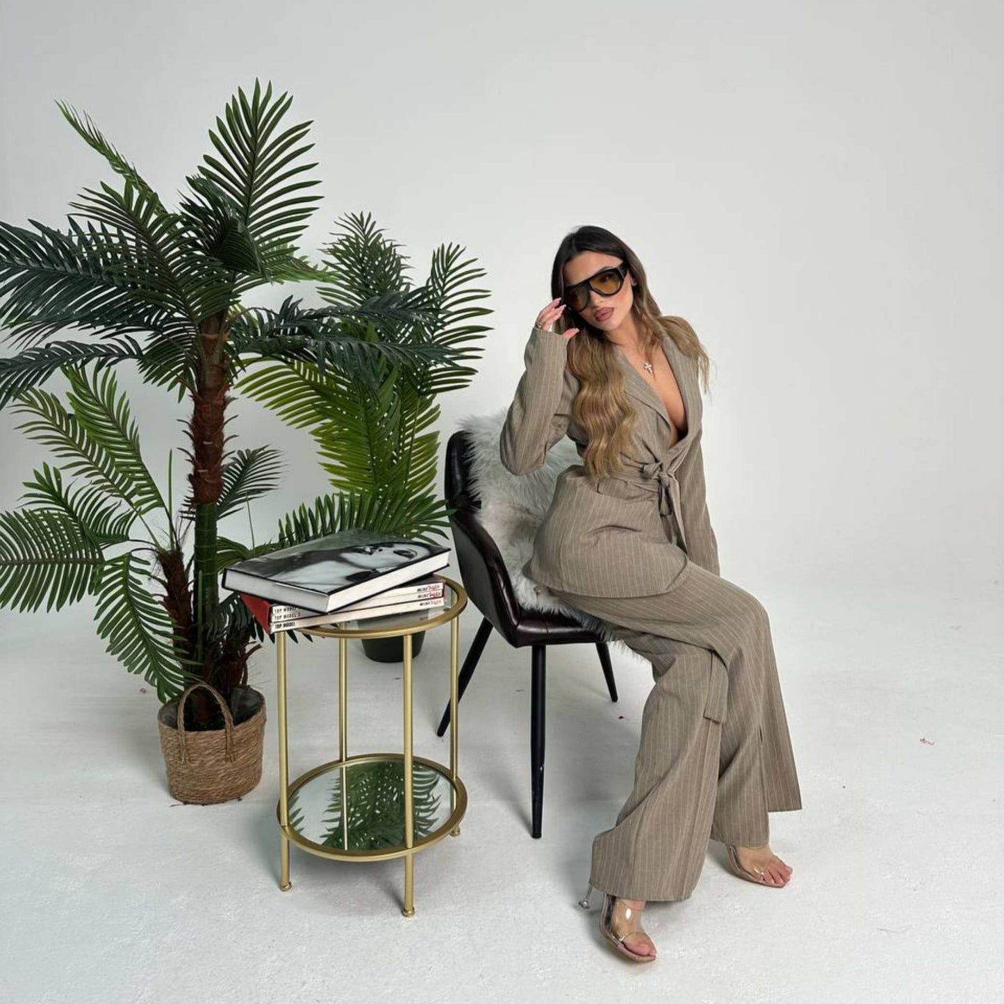 Tailleur Gessato Beige