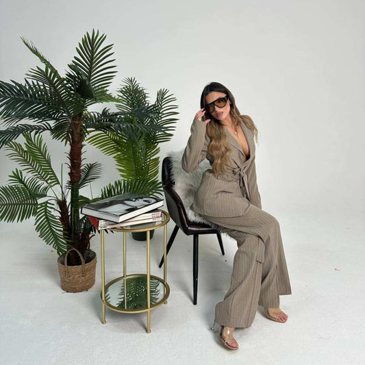 Tailleur Gessato Beige