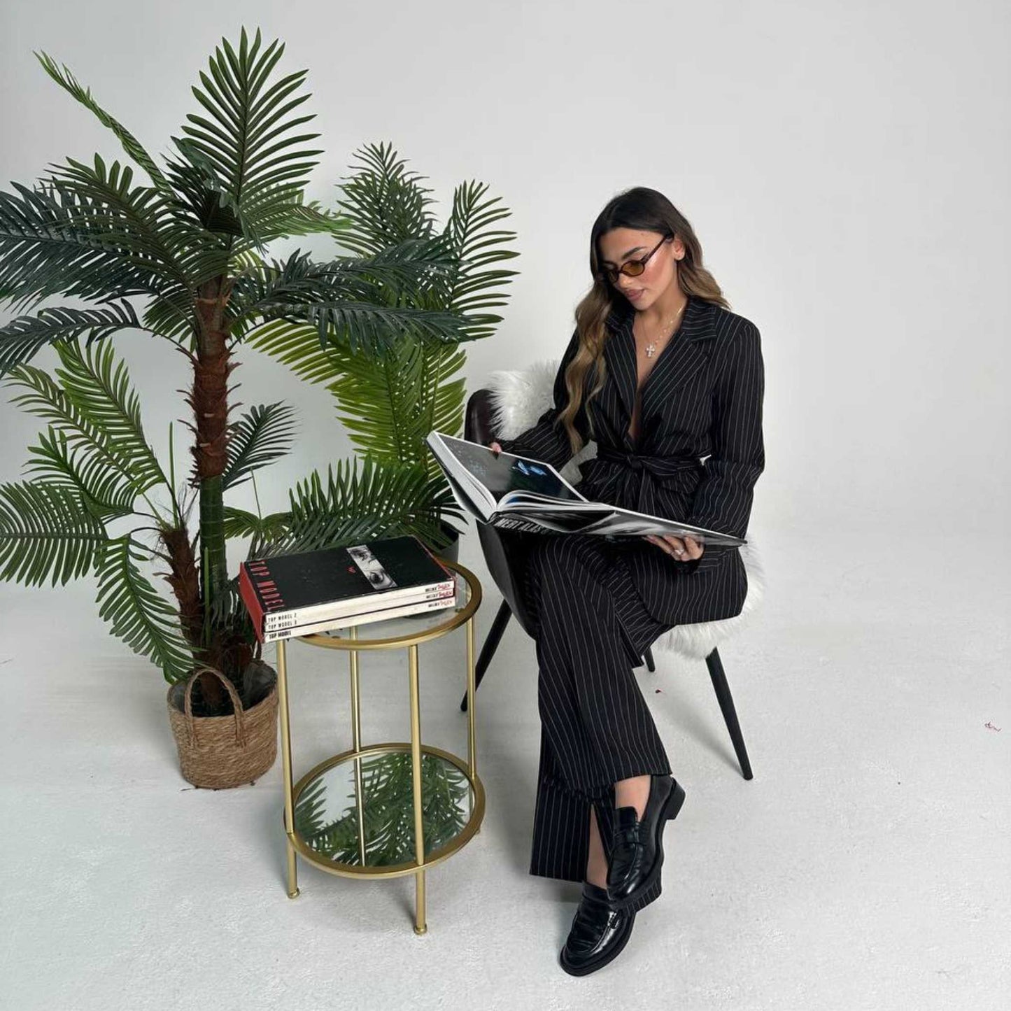 Tailleur Gessato Nero