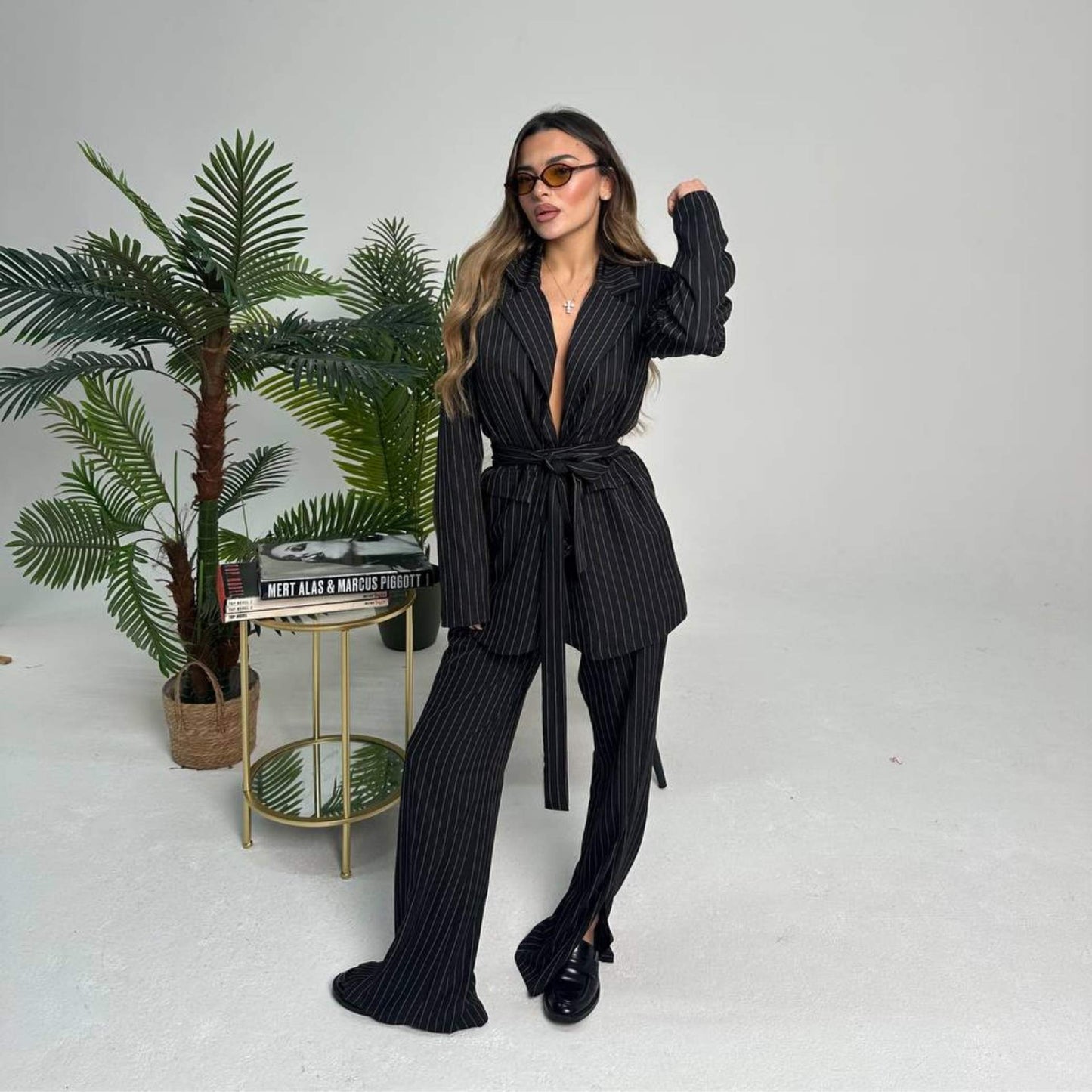 Tailleur Gessato Nero