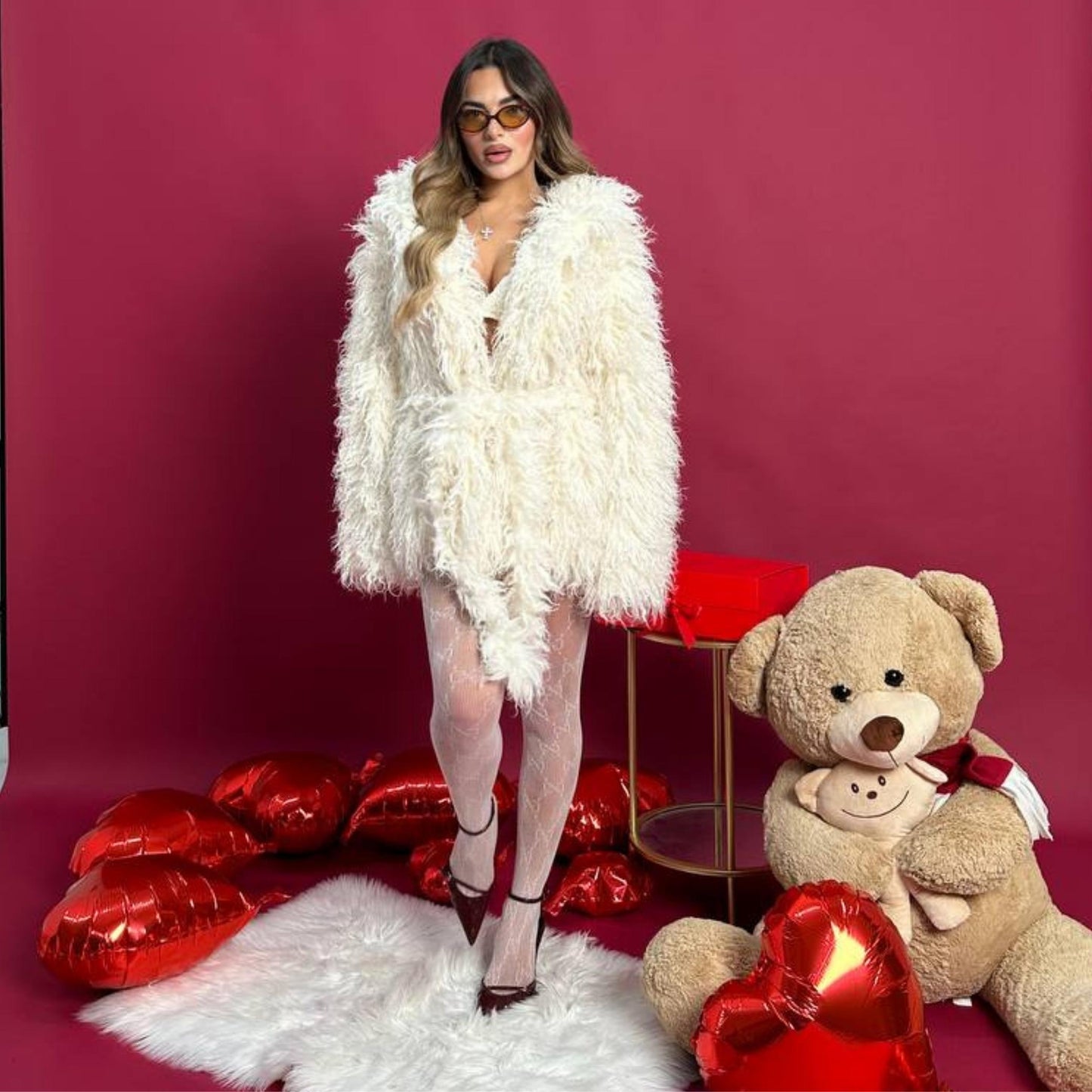 Pelliccia Fluffy bianca